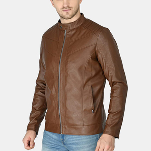 Veste en cuir marron pour homme de haute qualité, personnalisée, pour l'hiver, fermeture éclair, couleur unie, vestes en cuir pour homme - Product Image 5