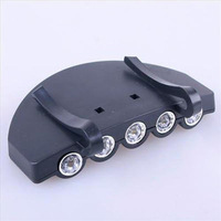 Nouveau 5 LED Head Clip Hat Light Lampe frontale Torche pour la pêche Camping Chasse Phare