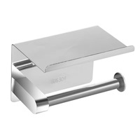Porte-papier toilette en acier inoxydable SUS304 avec étagère pour téléphone, support mural pour rouleau de papier toilette avec rangement