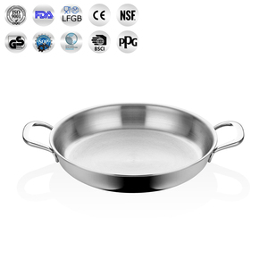 Modern Design Stainless Steel <strong>Pan</strong> <strong>Paella</strong> <strong>Pan</strong> Skillet with Two Handles for Gas Grill for Baking Frying Restaurant - Product Image 2
