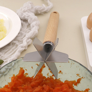 Hachoir manuel 6 lames en acier inoxydable de 11 pouces pour viande et légumes, pilon à viande hachée, presse-purée de pommes de terre, outil à hamburgers, gadgets de cuisine - Product Image 5