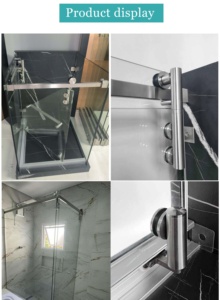 Caja <span class=keywords><strong>de</strong></span> ducha <span class=keywords><strong>de</strong></span> <span class=keywords><strong>vidrio</strong></span> templado <span class=keywords><strong>de</strong></span> acero inoxidable SUS304 con dos rieles, sistema <span class=keywords><strong>de</strong></span> puerta corredera, apertura interior <span class=keywords><strong>para</strong></span> baños pequeños - Product Image 2