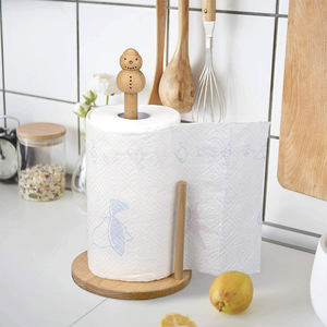Single Tier Wall-Mounted Standing Type Irregular Solid Wood Sustainable Classic Folding <b>Kitchen</b> Paper <b>Storage</b> Rack Flexible - Product Image 2