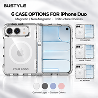 Casing Ponsel Akrilik Transparan Magnetik dengan Penyangga Terintegrasi untuk iPhone Duo 18, Cetak Logo Kustom, Penutup Pelindung Transparan, Supplier
