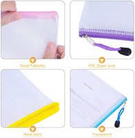Étui à crayons multifonctionnel coloré avec fermeture éclair en PVC transparent, pochette en maille plastique transparente pour étudiants
