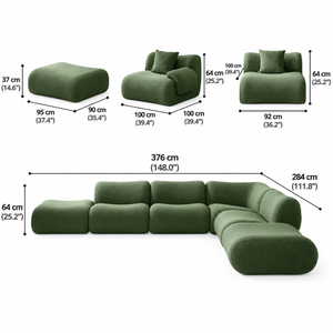 Sofá Modular Moderno de <span class=keywords><strong>Dos</strong></span> y <span class=keywords><strong>Tres</strong></span> Plazas, Sofá Seccional en Forma de L, U y S para Sala de Estar, Sofá Lounge con Asiento Profundo y Otomana - Product Image 2