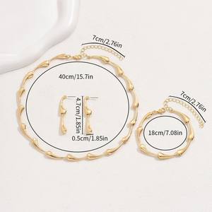2025 Wholesale New Exquisite High Quality Gold Toned Irregular Drop Shaped Jewelry <b>Set</b> for Special Events - Product Image 6