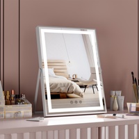Miroir de bureau carré intelligent avec écran LED et cadre en métal et verre, éclairé, personnalisable avec logo et design sur mesure