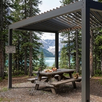 Pergola Bioclimatique Motorisée en Aluminium de Luxe Moderne Chinois Sweet Home avec Toit à Lames Orientables, Abri Extérieur Imperméable et Ombre Antique