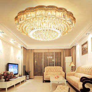 Nouveau Style plafonnier moderne Restaurant hôtel or rond rectangle LED luxe cristal plafonnier - Product Image 2