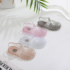 Sandali Estivi per <span class=keywords><strong>Bambini</strong></span> con Cinturini a Fibbia, Trasparenti, in PVC, con Suola Piatta, Traforati, Versatili, Stile Jelly, per Esterni - Product Image 2