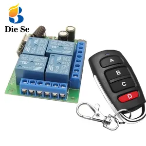 433Mhz Remote Control Receiver RF Wireless Switch AC 110V 220V 10A Controller 4Ch Relay Module and Transmitter,for Gate Door LED