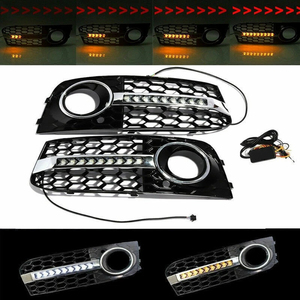 Marco de Plástico para Faros Antiniebla LED, Color Negro Brillante, Cubierta de Faro Delantero con Diseño de Panal de Abeja para Audi A4L 2008-2012, No S-Line B8 - Product Image 4