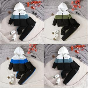 Automne et hiver ensemble deux pièces pour bébé garçons veste à capuche en coton avec <span class=keywords><strong>pantalon</strong></span> imprimé décontracté Joker sport caractéristiques chaudes - Product Image 5