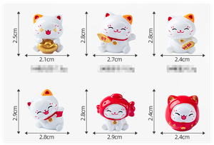 3D Cute Miniature Lucky Cat with Gold <strong>Coin</strong> &amp; Red Fish Chinese New Year Decorative Figurine Resin Crafts Mini Toys in Blind Bag - Product Image 2
