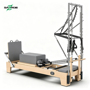 SAERDE Half Tower Deluxe Commercial Grade Pilates Reformer with <b>Oak</b> Wood <b>Frame</b> and Pulley Power Foldable Half Tower - Product Image 3