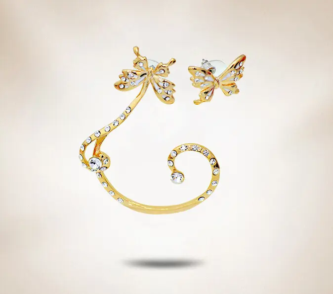 Design orecchini a forma di orecchio orecchini a elica 00230-2 farfalla Jewelrox graziose donne in lega orecchini da festa orecchini a bottone graziosi perline in resina