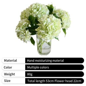 Fleur d'hortensia artificielle de haute qualité, toucher réaliste, en tissu de soie blanc, aspect naturel, pour mariage - Product Image 2