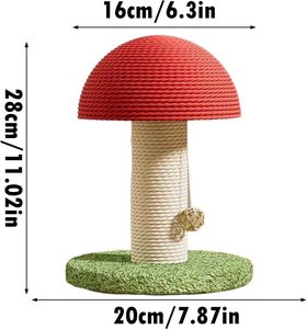 Papan garuk kucing jamur, tempat cakar kucing lucu akrilik tali akrilik dasar kuat kucing vertikal - Product Image 3