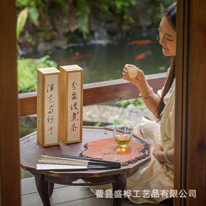 Wooden Storage <b>Box</b> Rectangle Solid Color Standing Type For <b>Tea</b> Or Calligraphy Paper Shandong A24097 - Product Image 3
