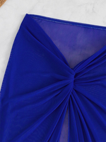 Nouvel ensemble 3 pièces pour femme : maillot de bain imprimé respirant avec jupe longue en maille de plage