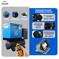Compresseur d'air à vis ZAKF certifié CE 15KW20HP 16 bars à vitesse variable PM avec sécheur et réservoir, lubrifié, à roulement fixe