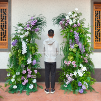 Centre de table floral artificiel blanc et vert style frais, arrangement floral pour table de mariage et décoration de fête