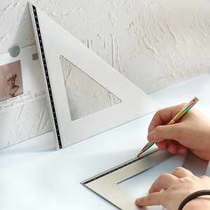 Lớn kim loại tam giác Cai Trị thiết lập với 30/60 vuông và 45/90 độ rỗng tam giác thiết kế - Product Image 1