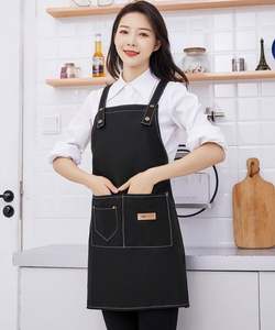 Delantal de Cocina Azul Marino Oscuro, Delantal de Lona de Algodón con Tirantes Cruzados y Bolsillos - Product Image 3