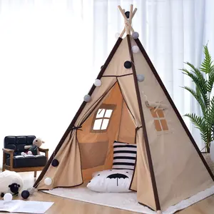 Hot Koop Populaire Zachte Canvas Hoge Kwaliteit Kids Play Indian Teepee Tent Kids Voor Indoor Speelgoed Huis Tenda Router