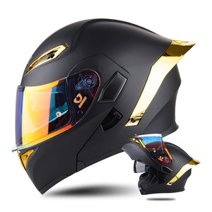 Casque intégral vintage à double visière, casque de moto rabattable pour hommes et femmes, double lentille modulaire, casque de conduite, scooter, homologué DOT - Product Image 3