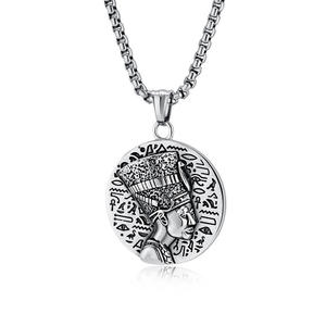 Collier pendentif en acier inoxydable étanche et inaltérable, motif Pharaon égyptien Néfertiti HipHop 2026, pour hommes, vente en gros - Product Image 4