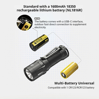 Lampe torche tactique LED mini portable rechargeable USB-C haute luminosité 1000 lumens, étanche IP68, faisceau de 360 m, en aluminium aéronautique