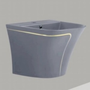 Lavabo de Cerámica Dorado para Baño, Montado en la Pared, con un Solo Orificio, Moderno - Product Image 2