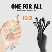 Câble USB rétractable 3 en 1 avec charge rapide PD 18W, double type C, micro USB, chargeur multi-appareils pour ordinateur portable, téléphone, tablette