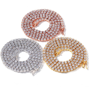 Collar de Cadena de Tenis Clásico UWIN 5A CZ de 2mm 3mm 4mm 5mm 8mm de 1 Fila de Circonitas Cúbicas Redondas Joyería Helada de Hip Hop - Product Image 4