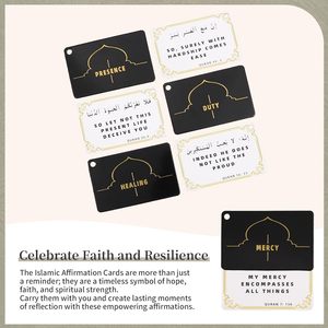 Pafu Cadeaux Islamiques 30 Rappels Quotidiens Cartes d'Affirmations Spirituelles avec Décor Kaaba Cartes Flash Arabes Carte d'Affirmation Quotidienne - Product Image 6