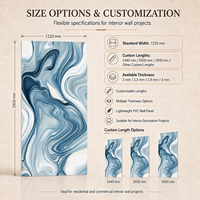 Panneau mural en PVC brillant MORLENX Ocean Blue Flowing Vein UV Marble Sheet pour projet d'aménagement intérieur de spa de luxe