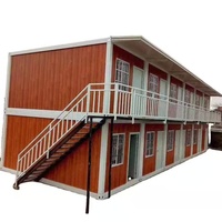 Casa Contenedor de Panel Sándwich de Dos Pisos de Alta Calidad, Edificio Modular Prefabricado para Espacio Residencial Temporal, Hotel o Oficina
