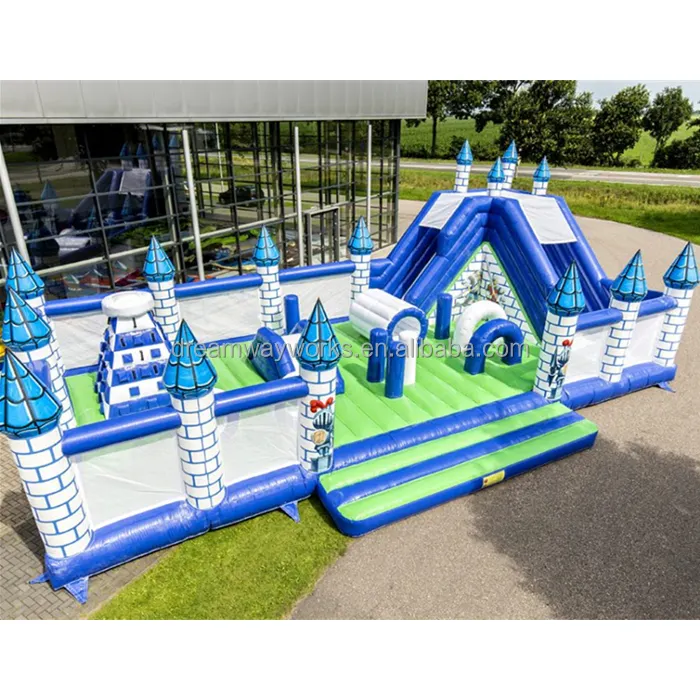 Azul castelo inflável playground para crianças, gigante ar playground inflável para crianças