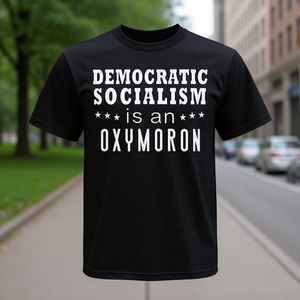 Le socialisme démocratique est un oxymore - T-shirt politique noir taille adulte - Product Image 3