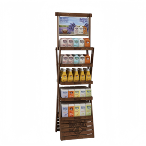 Exhibidor de Bebidas Personalizado Ray, Exhibidor de Madera para Bebidas Embotelladas para Supermercados, Exhibidor de Latas de Jugos de Frutas, Exhibidor de Café y Té - Product Image 2