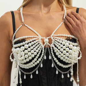 Top a catena con perline sexy per adulti, gioielli per il corpo, top con frange di perle per fidanzamento, matrimonio o regalo per feste in discoteca o in spiaggia - Product Image 5