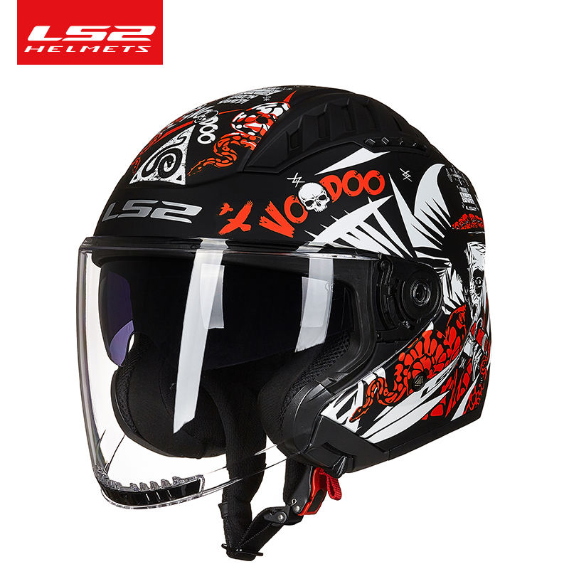 LS2 Original Retro Motorcycle Helmet Dual Lens Scooter Man