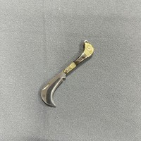 Couteau pliant multifonctionnel en laiton, lame courbée portable, couteau de poche EDC en acier inoxydable pour la cueillette des raisins en extérieur avec porte-clés