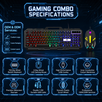 Set Keyboard dan Mouse Kabel RGB 104-Tombol dengan Lampu LED Warna-warni USB untuk Penggunaan Gaming PC