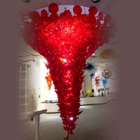 Lustres Longree Chihuly en verre rouge soufflé à la main style Murano, décoration artistique, luminaires suspendus en verre soufflé à la main