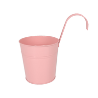 Pot de fleurs suspendu en métal rose, crochet amovible, seau en fer galvanisé, jardinière pour balustrade, balcon, clôture, décoration