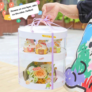Tùy chỉnh sang trọng Vòng rõ ràng cửa sổ xi lanh cupcake hộp hoa trắng hộp bánh - Product Image 5