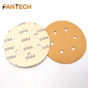 Aluminium Oxide 125mm Gold Color Sand Paper For Automotive Industry And Wood With or Without Holes